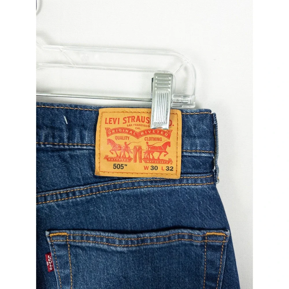 NWT Levi's 505 Regular Stretch Straight Leg Jeans Mens 30x32 Medium Blue Wash Cl